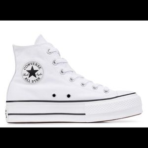 White platform hightop converse